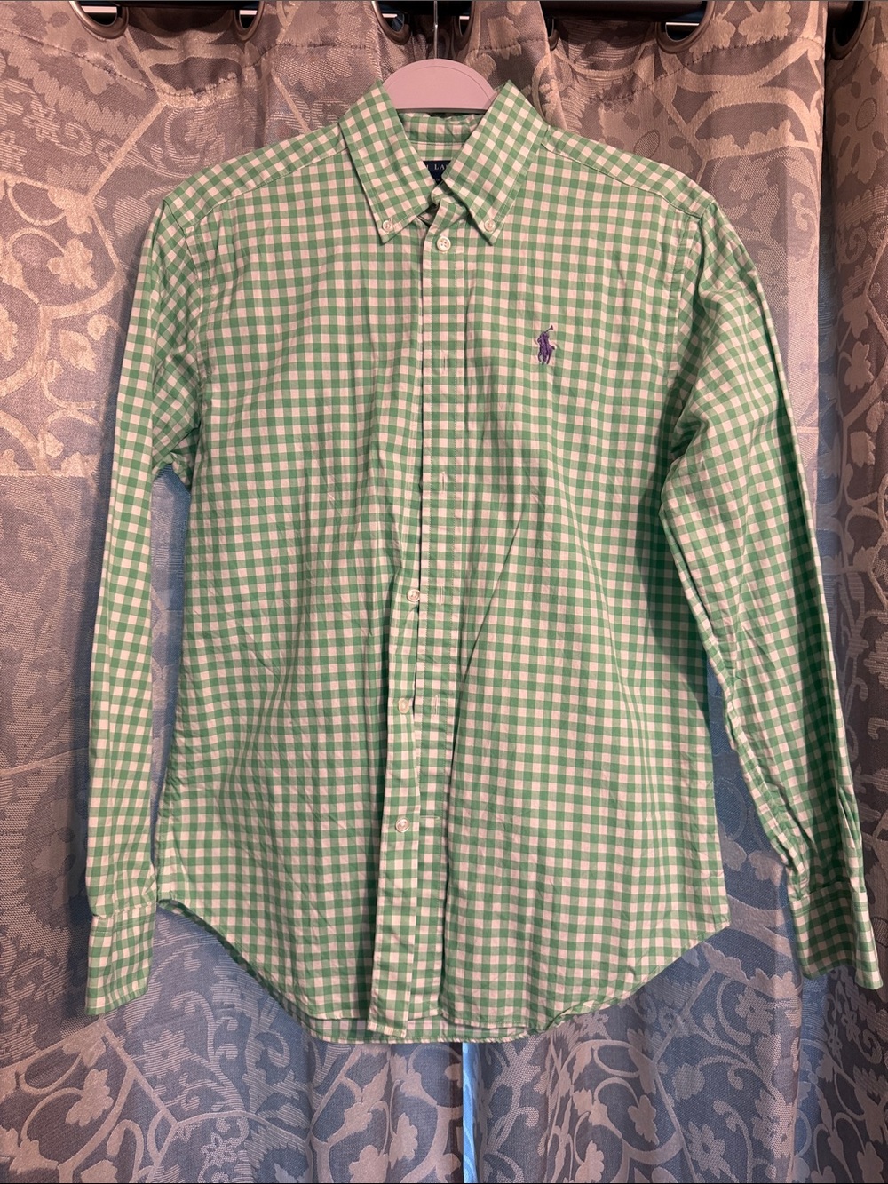 Ralph Lauren Green & White Gingham Button-Down Shirt